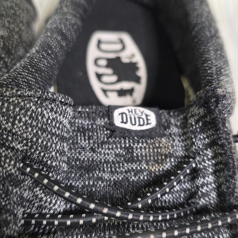 Hey Dude Wally Youth Black and White Sport Knit Slip On Loafers Kids Size YT1 - Picture 4 of 12